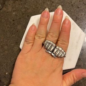 Love hate silver ring - size 8